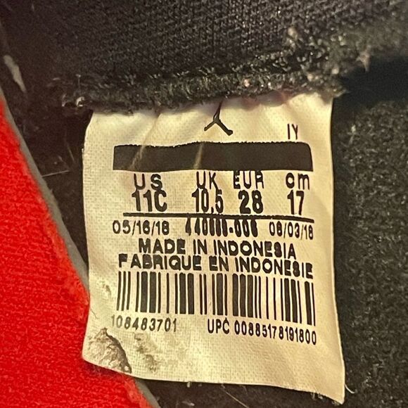 Nike Air Jordan 5 Black Satin/Varsity Red 440890-008 Mid Toddler Sneakers SZ 11C - Picture 11 of 12